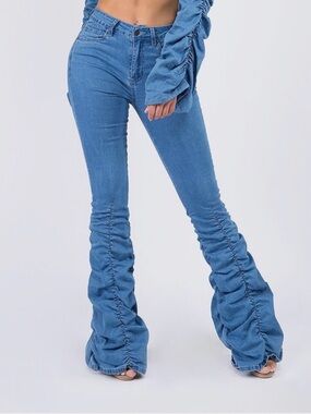 American Bazi Women's Scrunched Bungee Jeans